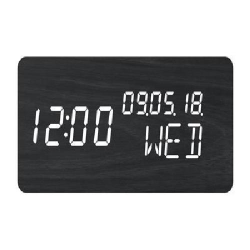 Radio Reveil Reveil 4 en 1 - EVOOM - WOOD - Noir - Horloge. Thermometre. Calendrier