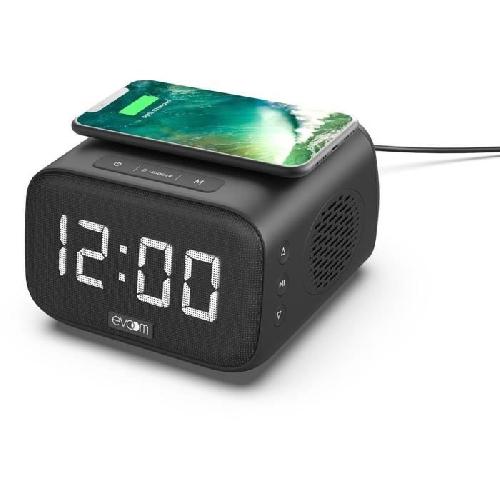 Radio Reveil Réveil chargeur enceinte - EVOOM - EV304618 - Noir avec charge sans fil et enceinte intégrée
