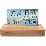 Radio Reveil Reveil station meteo - THOMSON - Bois clair - Affichage temperature. Hygrometrie. Double alarme. USB-C. Sonde sans fil