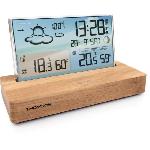 Radio Reveil Reveil station meteo - THOMSON - Bois clair - Affichage temperature. Hygrometrie. Double alarme. USB-C. Sonde sans fil
