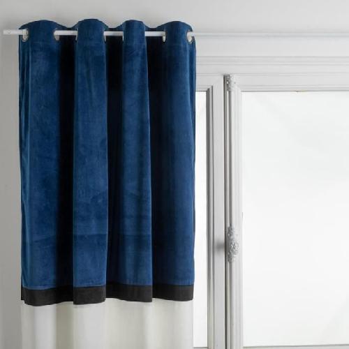 Rideau - Double Rideaux Rideau Bicolore Hotel Polyester. coton et viscose - 140x260 cm - Bleu