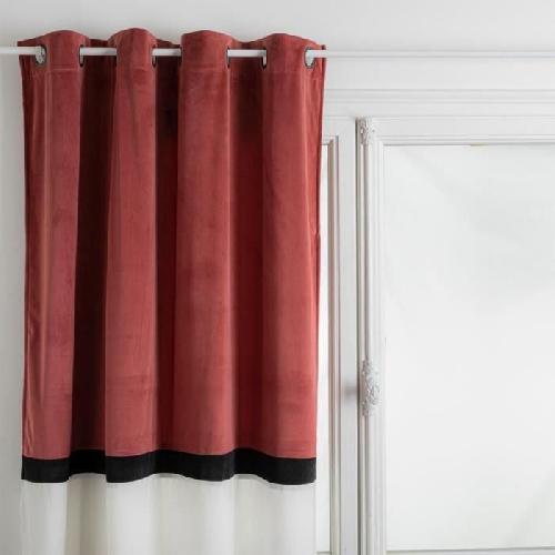 Rideau - Double Rideaux Rideau Bicolore Polyester. coton et viscose - 140x260 cm - Terracotta
