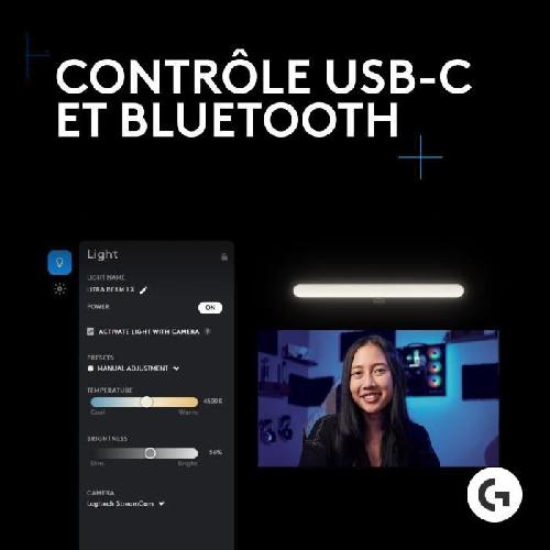 Lampe - Lanterne - Eclairage D'appoint De Camping Ring Light Logitech G Litra Beam LX double eclairage d'appoint pour streaming LED RVB premium avec TrueSoft. LIGHTSYNC. Bluetooth