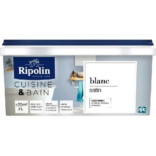 Peinture - Vernis - Traitement (lasure - Effets Decoratifs) RIPOLIN CUISINE ET BAIN BLANC SATIN 2L