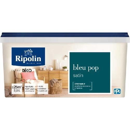 Peinture - Vernis - Traitement (lasure - Effets Decoratifs) RIPOLIN ESPRIT DECO MULTI SUPPORTS BLEU POP satin 2.5L