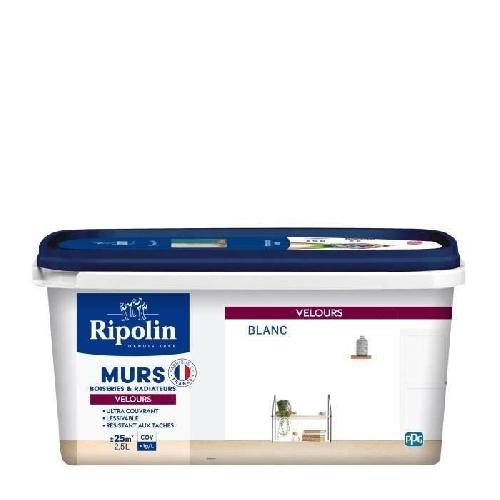 Peinture - Vernis - Traitement (lasure - Effets Decoratifs) RIPOLIN Peinture Blanc Velours pour Murs. Boiseries Radiateurs - Blanc