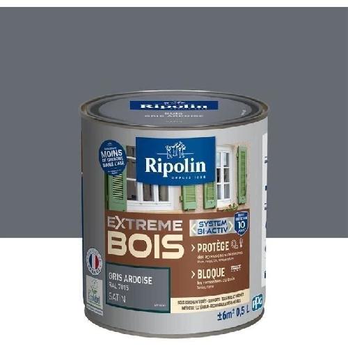 Peinture - Vernis - Traitement (lasure - Effets Decoratifs) RIPOLIN Peinture Bois Satin Haute Protection 10 ans qui Protege et Magnifie vos Bois - Gris ardoise