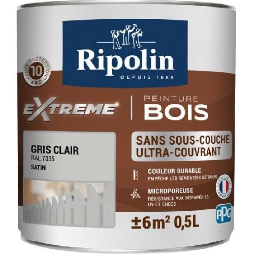 Peinture - Vernis - Traitement (lasure - Effets Decoratifs) RIPOLIN Peinture Bois Satin Haute Protection 10 ans qui Protege et Magnifie vos Bois - Gris clair