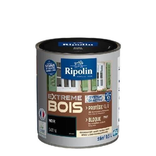 Peinture - Vernis - Traitement (lasure - Effets Decoratifs) RIPOLIN Peinture Bois Satin Haute Protection 10 ans qui Protege et Magnifie vos Bois - Noir