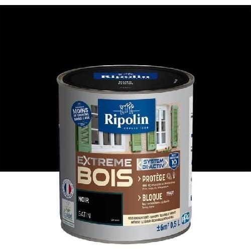 Peinture - Vernis - Traitement (lasure - Effets Decoratifs) RIPOLIN Peinture Bois Satin Haute Protection 10 ans qui Protege et Magnifie vos Bois - Noir