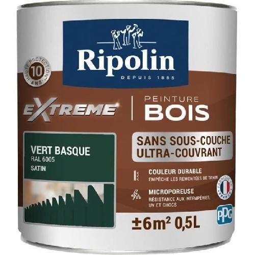 Peinture - Vernis - Traitement (lasure - Effets Decoratifs) RIPOLIN Peinture Bois Satin Haute Protection 10 ans qui Protege et Magnifie vos Bois - Vert basque