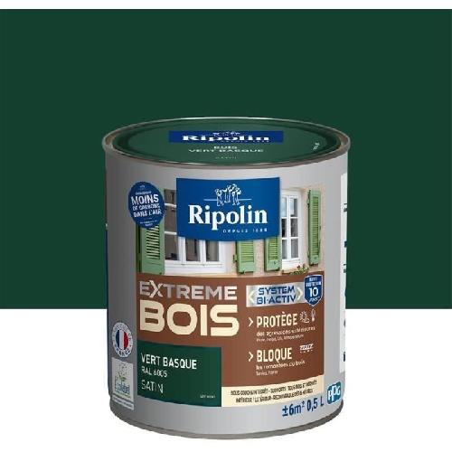 Peinture - Vernis - Traitement (lasure - Effets Decoratifs) RIPOLIN Peinture Bois Satin Haute Protection 10 ans qui Protege et Magnifie vos Bois - Vert basque