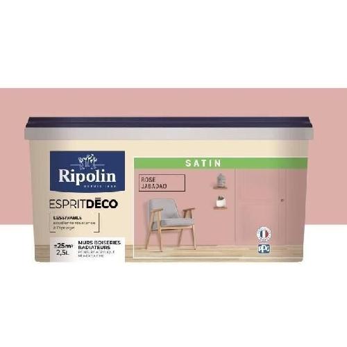 Peinture - Vernis - Traitement (lasure - Effets Decoratifs) RIPOLIN Peinture Couleur Satin Ultra Couvrante pour Cuisine. Chambre. Salon. Salle. Entree. Couloir - Rose