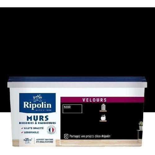 Peinture - Vernis - Traitement (lasure - Effets Decoratifs) RIPOLIN Peinture Couleur Velours pour Murs. Boiseries Radiateurs - Noir