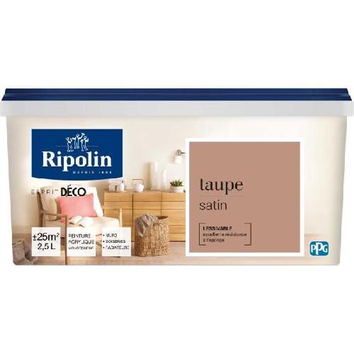 Peinture - Vernis - Traitement (lasure - Effets Decoratifs) RIPOLIN Peinture murale pour toutes pieces - Taupe satin - 2.5 L