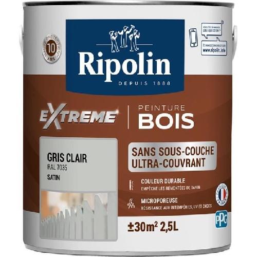 Peinture - Vernis - Traitement (lasure - Effets Decoratifs) RIPOLIN Peinture pour bois interieur et exterieur - Gris clair Ral 7035 satin - 2.5 L