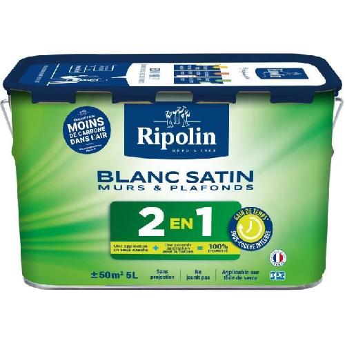 Peinture - Vernis - Traitement (lasure - Effets Decoratifs) RIPOLIN - Peinture pour Murs & Plafonds Extreme - Sous-Couche Intégrée - Blanc Satin - 5 Litres. 382322