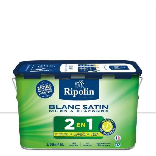 Peinture - Vernis - Traitement (lasure - Effets Decoratifs) RIPOLIN - Peinture pour Murs & Plafonds Extreme - Sous-Couche Intégrée - Blanc Satin - 5 Litres. 382322