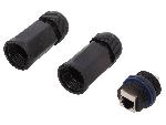 Cable - Connectique Pour Peripherique RJ45 femelle droit x2 Cat.6 IP67 - Noir