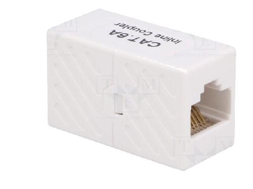 Cable - Connectique Pour Peripherique RJ45 femelle droit x2 Cat.6a - Blanc