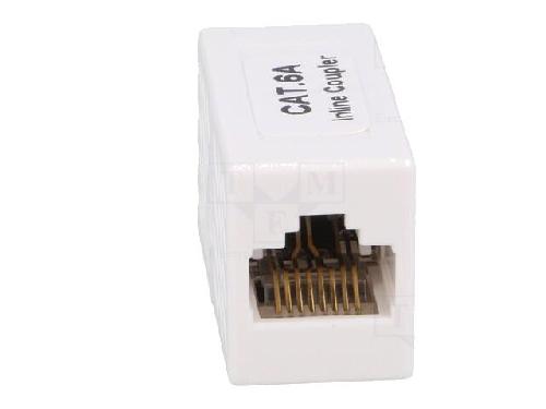 Cable - Connectique Pour Peripherique RJ45 femelle droit x2 Cat.6a - Blanc