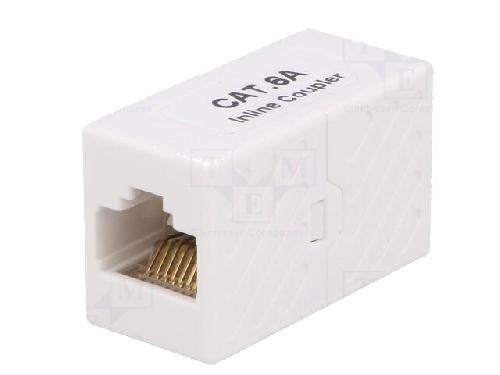 Cable - Connectique Pour Peripherique RJ45 femelle droit x2 Cat.6a - Blanc