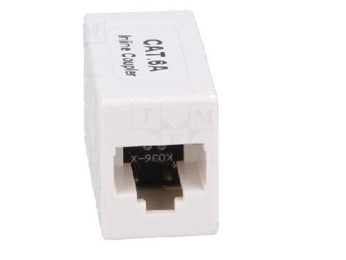 Cable - Connectique Pour Peripherique RJ45 femelle droit x2 Cat.6a - Blanc