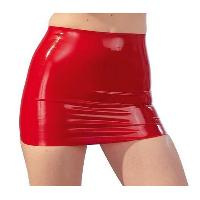 Robes et jupes Mini Jupe en Latex Rouge - L