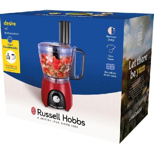 Robot Multifonctions Robot culinaire - RUSSEL HOBBS - Desire Red - 600 W - 2 vitesses + pulse - Rouge