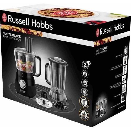 Robot Multifonctions Robot Multifonction - RUSSELL HOBBS - Matte Black 24732-56 - 600 W - Bol 2.5 L - Lames inox - Disque réversible - Noir mat