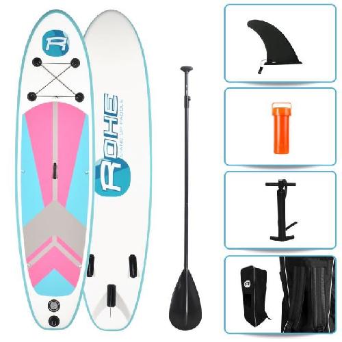 Stand Up Paddle - Sup ROHE Pack Paddle Gonflable Indiana Pink - 297x76x10cm - Avec accessoires