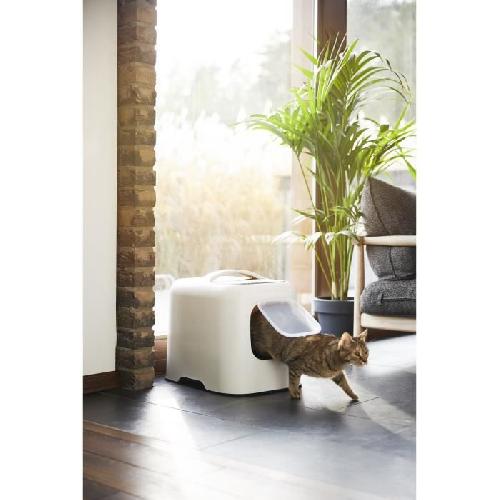 Maison De Toilette - Filtre A Charbon - Tapis Exterieur ROTHO - Maison toilette pour chat 51 x 39 x 40 cm - Bac a litiere - Blanc de Gui