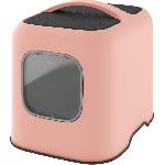 ROTHO Maison toilette pour chat - 51 x 39 x 40 cm - Bac a litiere - Rose