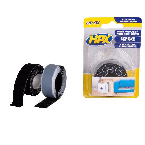 Ruban Adhesif Electricite Ruban Auto-Grippant Zip Fix -Sangle + Crochet- - Noir 2 X 20Mm X 1M Hpx