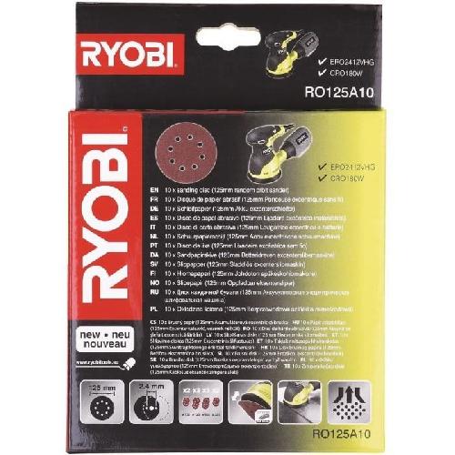 Accessoire - Consommable Machine Outil RYOBI - 10 disques diam. 125 mm auto-agrippants pour ponceuse excentrique. grain 100 - 120 - 240 - 320 - RO125A10