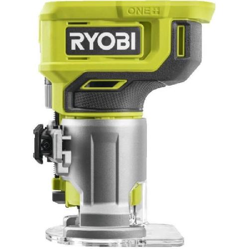 Defonceuse - Affleureuse RYOBI - Affleureuse a bois 18V ONE+ - 30 000 tr/min - pince 6 mm - Avec 1 pince de 6 mm. 1 meche de coupe. clé. guide - RTR18-0