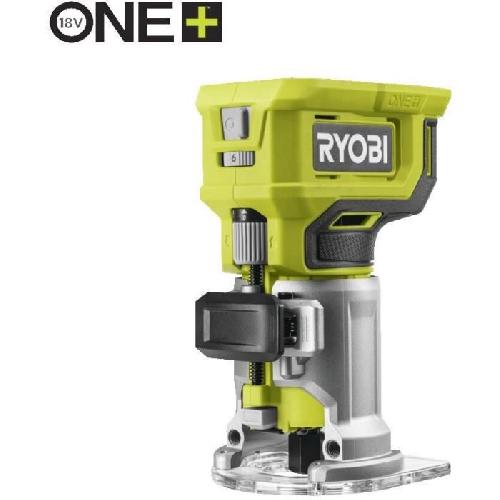 Defonceuse - Affleureuse RYOBI - Affleureuse a bois 18V ONE+ - 30 000 tr/min - pince 6 mm - Avec 1 pince de 6 mm. 1 meche de coupe. clé. guide - RTR18-0