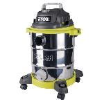 RYOBI - Aspirateur eau et poussiere 1500 W - cuve Inox 30 L - depression 21.5 kPa + filtre. suceur. brosse et adapteur - RVC-1530IPT-G