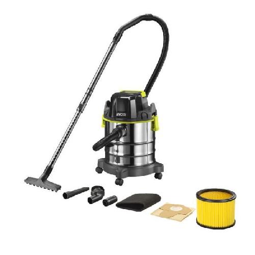 Aspirateur Industriel RYOBI - Aspirateur eau et poussiere 18V ONE+ - cuve inox 18 L -  11.4 kPa + flexible 1.8 m & accessoires - R18WDV-0