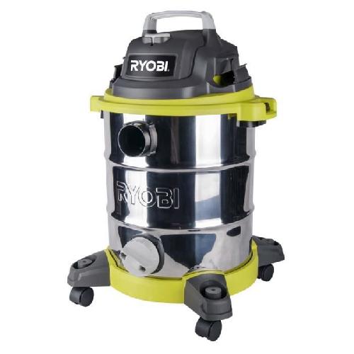 Aspirateur Industriel RYOBI - Aspirateur eau & poussiere 1500 W - cuve Inox 30 L - dépression 21.5 kPa + filtre. suceur. brosse & adapteur - RVC-1530IPT-G