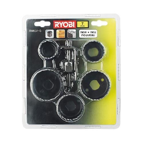 Accessoire - Consommable Machine Outil RYOBI - Blister 7 pieces scie cloche pour le bois 32 - 38 - 45 - 50 - 54 mm + foret centreur - RAK07HS