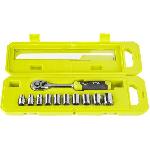 Cle A Fourche - Cle Plate RYOBI - Coffret 1 clé 90 dents (angle de reprise 4°) et 10 douilles 3/8'' (de 8 a 17 mm) - Compatible Ryobi LINK - RHRS11PC