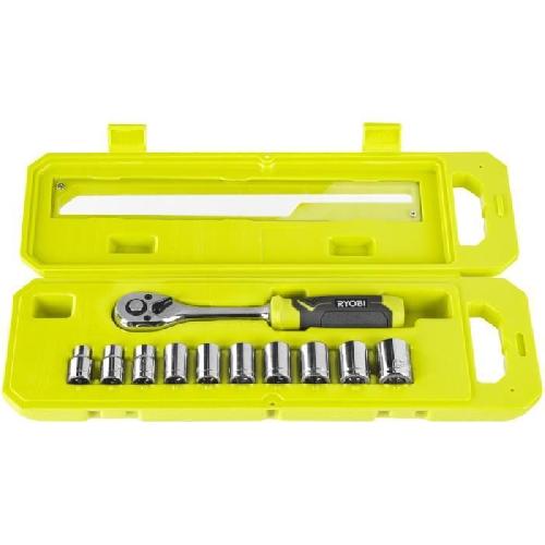 Cle A Fourche - Cle Plate RYOBI - Coffret 1 clé 90 dents (angle de reprise 4°) et 10 douilles 3/8'' (de 8 a 17 mm) - Compatible Ryobi LINK - RHRS11PC