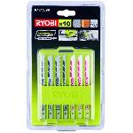 RYOBI - Coffret 10 lames baionnettes scie sauteuse bois - plastique -6 - 10 - 14 TPI- et bimetal - RAK10JSB