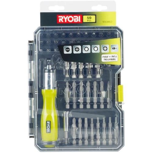 Accessoire - Consommable Machine Outil RYOBI - Coffret 59 accessoires vissage - boulonnage PH / PZ / SL / HEX / TX avec tournevis a cliquet - RAK59SD