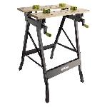 RYOBI - Etabli pliable orientable a 90° - table bambou 605 x 625 x 790 mm - 6.5 kg - Livré avec 4 mors et 1 clé de service - RWB02