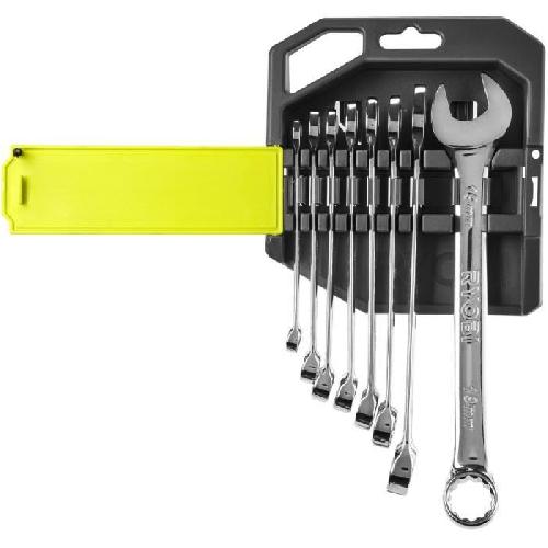 Cle A Fourche - Cle Plate RYOBI - Jeu de 8 clés (8. 10. 11. 12. 13. 14. 17. 19 mm) - Angle de reprise 15° - Coffret compatible avec Ryobi LINK - RHWR8PC