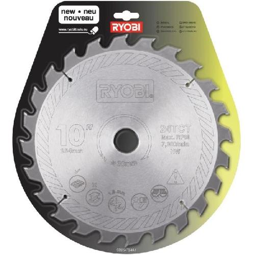 RYOBI - Lame carbure 24 dents diam. 254 mm - alesage 30 mm - epaisseur 2.6 mm pour EMS254L - RTS1800 - EMS2026SCL... - SB254T24A1