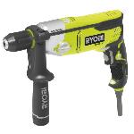 RYOBI - Perceuse a percussion 1 010 W - 1 200-3 000 cp/min - 2 vitesses - mandrin 13 mm métal - LED - Livrée en coffret - RPD1010-K