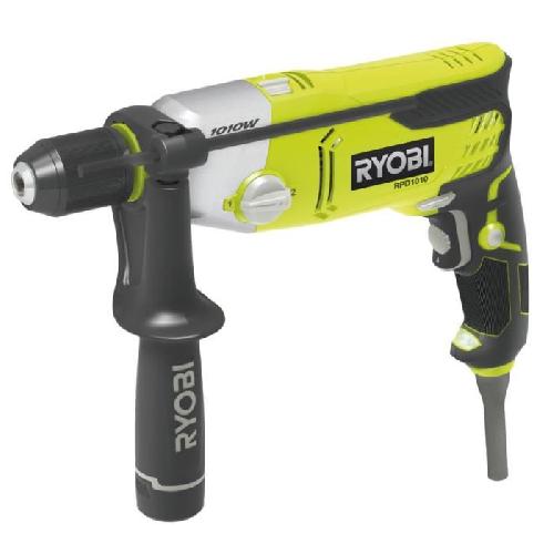 Perceuse RYOBI - Perceuse a percussion 1 010 W - 1 200-3 000 cp/min - 2 vitesses - mandrin 13 mm métal - LED - Livrée en coffret - RPD1010-K